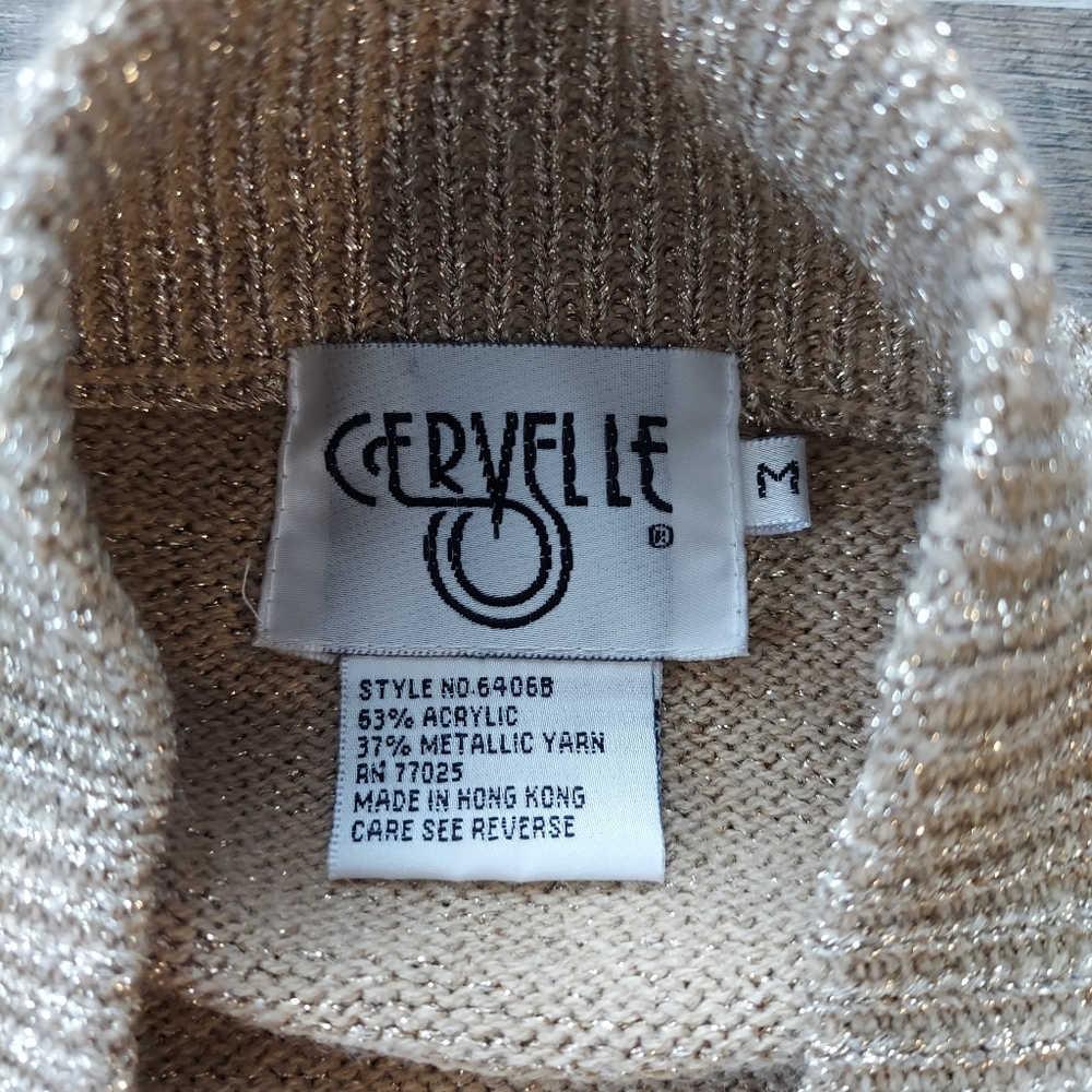 Vintage Gold Sparkly Open Front Sweater Cardigan Medium - Picture 6 of 11